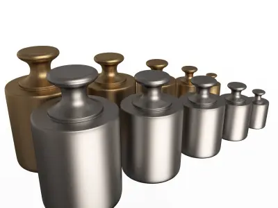 Antique Scale Weights Set Low-poly 3D model