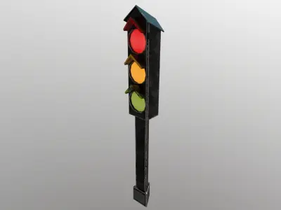 Sci-Fi Traffic Light Low-poly 3D model