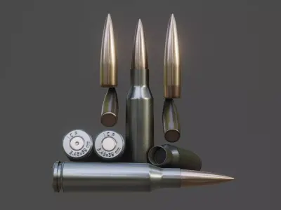 545x39mm Cartridge Low-poly 3D model