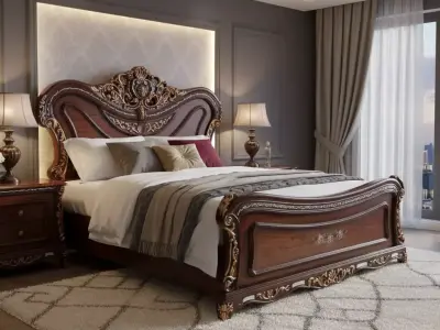 Baroque bed 3d STL ornate crown 3D print model