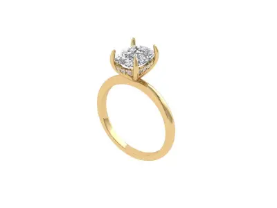 Cushion Solitaire Ring 3D print model 4