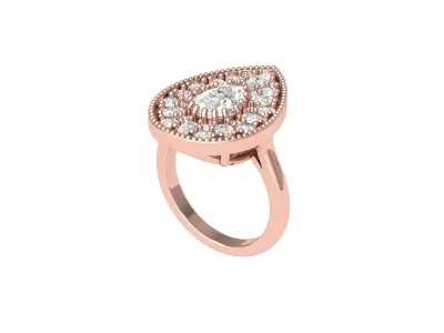 Pear Art Deco Ring 3D print model 4