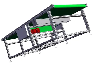 Belt conveyor with automatic belt brush cleaning 3D model