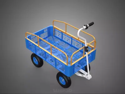 ELECTRIC CRATE TRAY SAFETY RAILS CART CONSTRUCTION BUILDING SITE 3D model