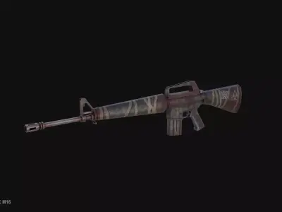 Post apocalyptic M16 Low-poly 3D model