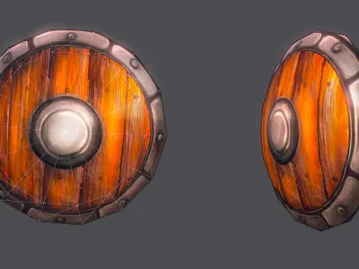 Shield - Low poly wooden Low-poly 3D model