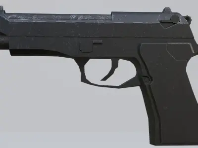 Pistol Low-poly 3D model Free low-poly 3D model