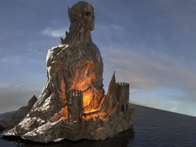 Alien Gods ancient Statue Ruin 2 3D model