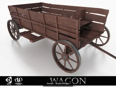 Western - Wooden Carts 3D Model Pack