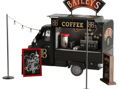 Food truck coffee set 4 3D model