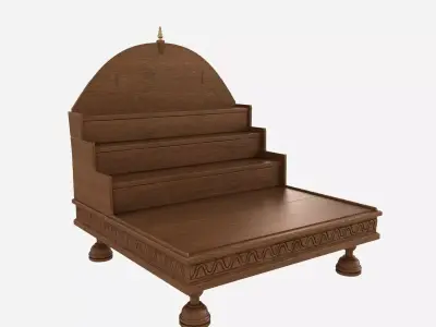indian antique wooden pooja stand 3D model