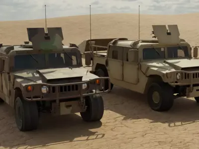 Military Hummer Low-poly 3D model