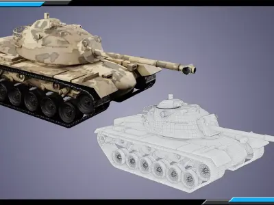 M48 Patton Tank plus 6 Skins Low-poly 3D model