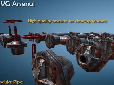 Modular Pipes - HQ Low-poly 3D model