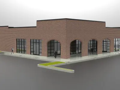 Commercial building contemporary industrial modern style 3D model