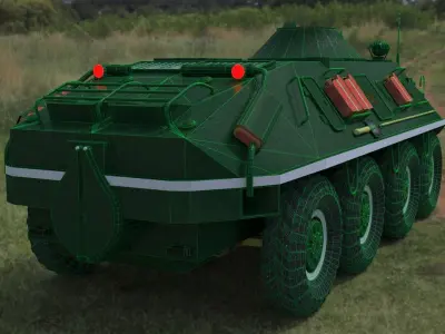 BTR-60 high-poly armored vehicle on grassy field 3D model