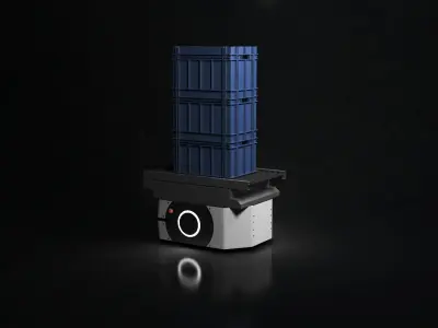 Omron Autonomous Mobile Robots LD-250 AMRs with plastic crate Low-poly 3D model