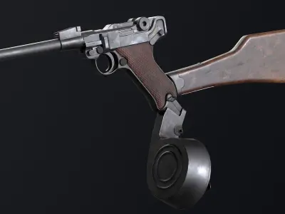 PBR Artillery Luger P08 Low-poly 3D model