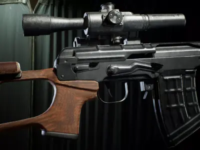PBR - SVD Dragunov Woodstock - Game-Ready 3D Asset Low-poly 3D model