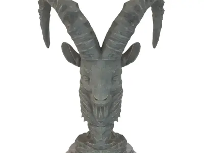 Goat bust marble statue Low-poly 3D model