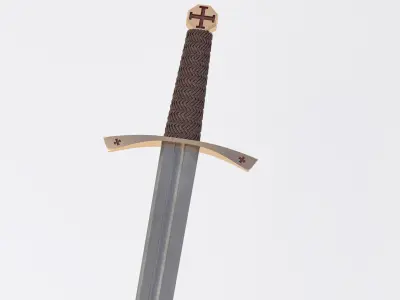 Medieval Templar Knight Crusader Sword 3D model Game Ready Low-poly 3D model