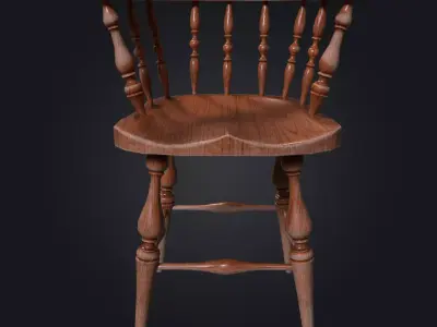 Old Windsor Chair 001 Low-poly 3D model