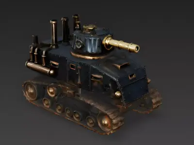 Armored Steampunk Steam-Tank 3D Model Low-poly 3D model