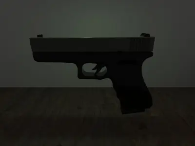 Glock gun on wooden table Free 3D model