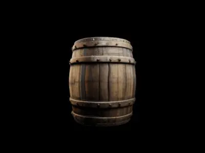 Medieval wooden barrel Low-poly 3D model