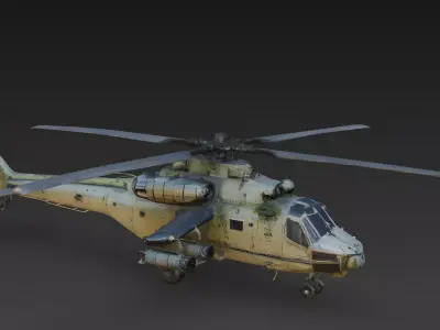 Overgrown Abandoned Attack Helicopter 3D Model Low-poly 3D model