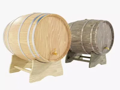 Wooden Barrels 3D model buy