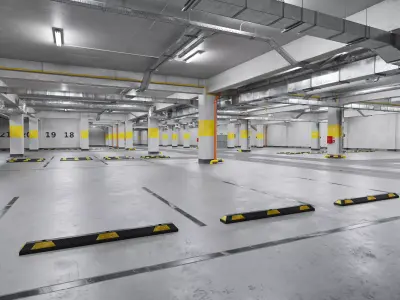 Modern old garage - underground parking lot 3D model