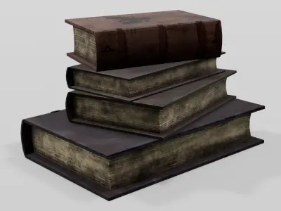 Old Books 3D Model Low-poly 3D model