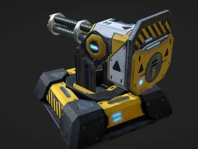 Turret Minigun Low-poly 3D model