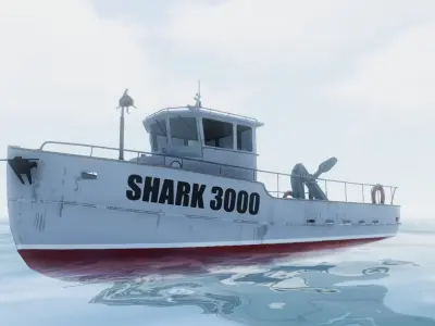 Fishing boat - water vehicle Low-poly 3D model