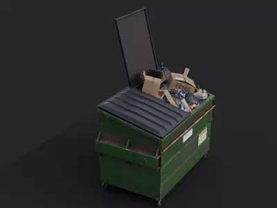 Overfilled Garbage Dumpster  Low-poly 3D model