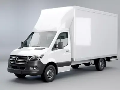 Mercedes Sprinter Tail Lift Box Van Low-poly 3D model