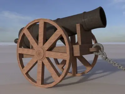 Indian Style CAnnon Low-poly 3D model