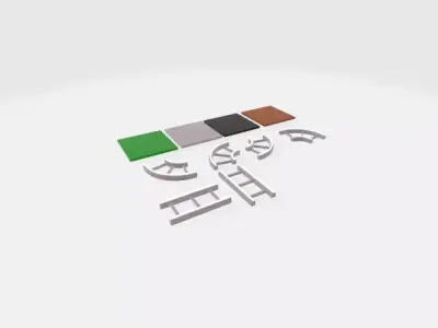 Rail track and tiles Low-poly 3D model