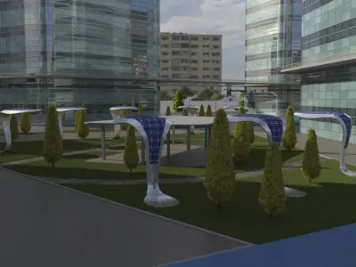 Glass Facade Residential Complex 3D model