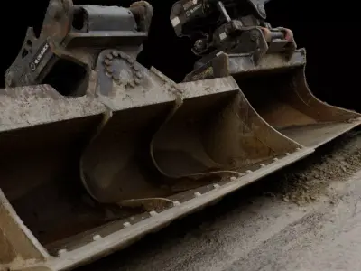 2 excavator buckets 3D model