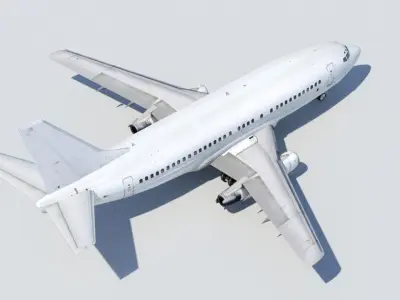 Vintage B 737 200 White Low Poly Static Low-poly 3D model