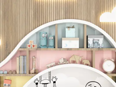 toys and furniture set Low-poly 3D model 6