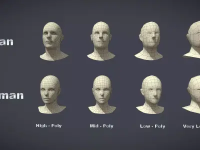 Base Mesh Pack - Head Low-poly 3D model