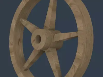 Wooden spoked wheel Free low-poly 3D model