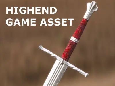 Medieval Sword for Games and Cinematics 01 Low-poly 3D model