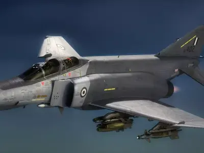F4 Phantom2 with Cockpit - 4 different Changeble textures-Rigged Low-poly 3D model