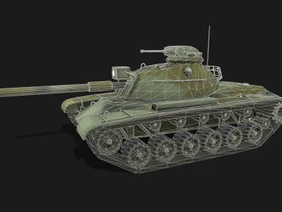 Tank M48 Patton Low-poly 3D model