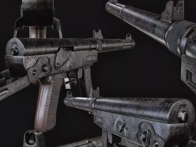 Type 64 SMG Low-poly 3D model