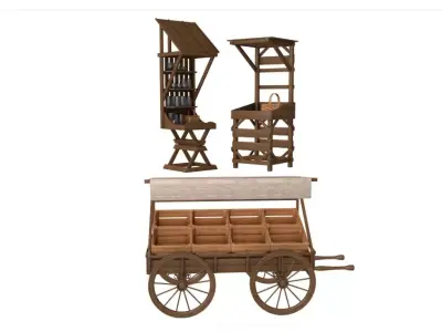 Medieval Market Stall collection 3D model